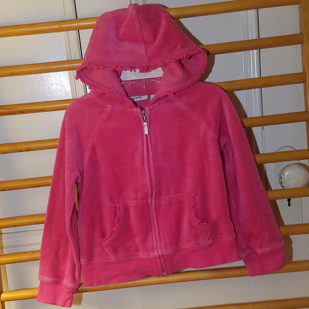 Greendog Girls 5 Velour Hooded Jacket - Pink Zip